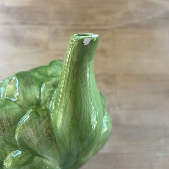 Vintage Teleflora Whimsical Cottage 3D Green Artichoke Glazed 20oz Teapot *Read - Picture 4 of 8